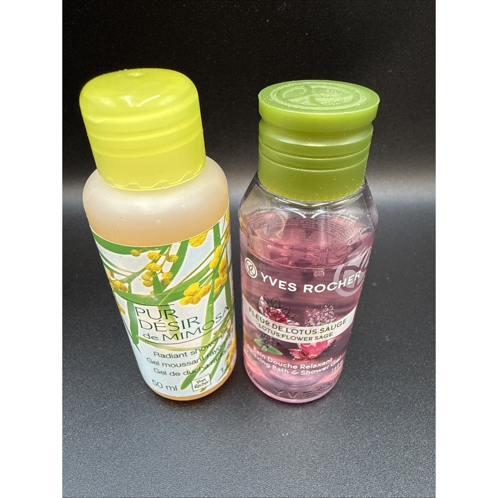 Lot Of 2 Yves Rocher Travel‎ Size Shower Gel Desir De Mimosa Lotus Flower Sage